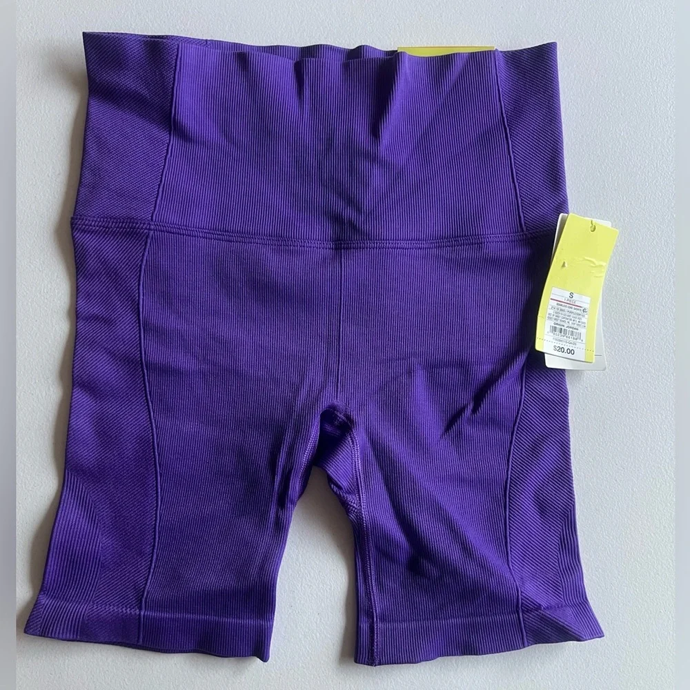 Purple High-Waisted Biker Shorts